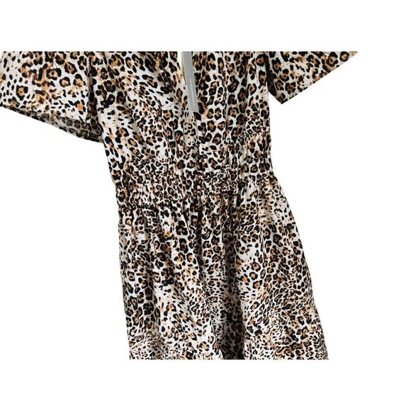 Anthropologie Somerset collection Maxi Dress Leopard Print Short Sleeves & Smock - Picture 6 of 10